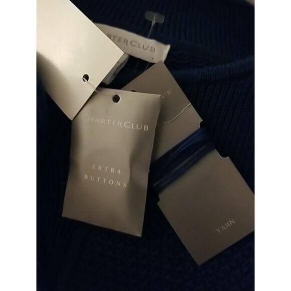 Charter Club Women's Size XL Blue Cardigan Cotton Blend Sweater Buttons‎ Pockets - Picture 6 of 10